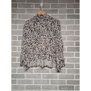 Sundry Womens Pullover Long Sleeve‎ Hi Low Hoodie Pockets Size 1 Cheetah Leopard
